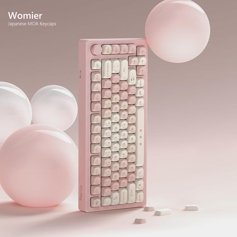 Womier Keycaps - Pink Cute PBT Keycaps MOA Dye-Sublimation 60 65 75 100 Percent, Custom Key caps Set for 61/64/68/84/87/100/104/108 Cherry MX Mechanical Keyboard (Pink) - Image 2